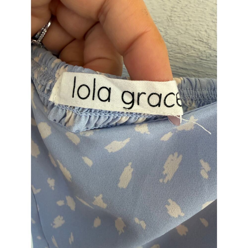 Lola Grace Blue Spotted Tie Strap Mini Dress Size Small - Picture 3 of 6